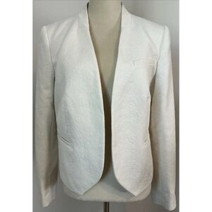 The Limited Jacquard Open Front‎ Blazer Winter White Sz Large